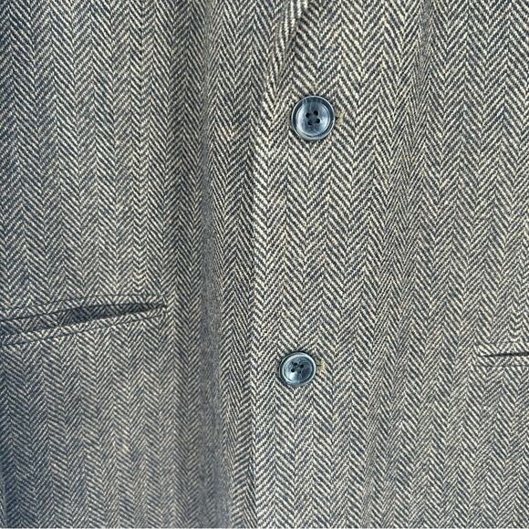 Oscar De La Renta Brown Herringbone Wool Blazer Size 43R - Picture 4 of 10